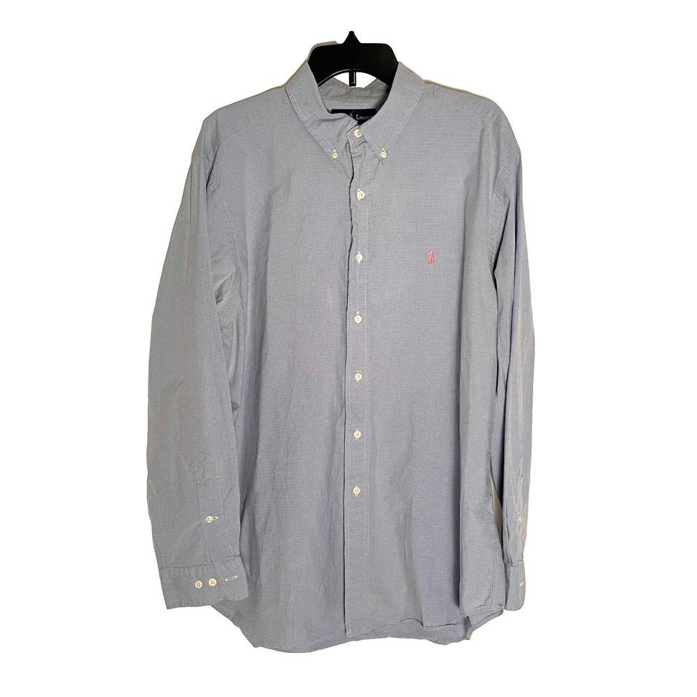 Ralph Lauren Classic fit Dress Shirt Sz. L Light Blue Long Sleeve Pink Pony